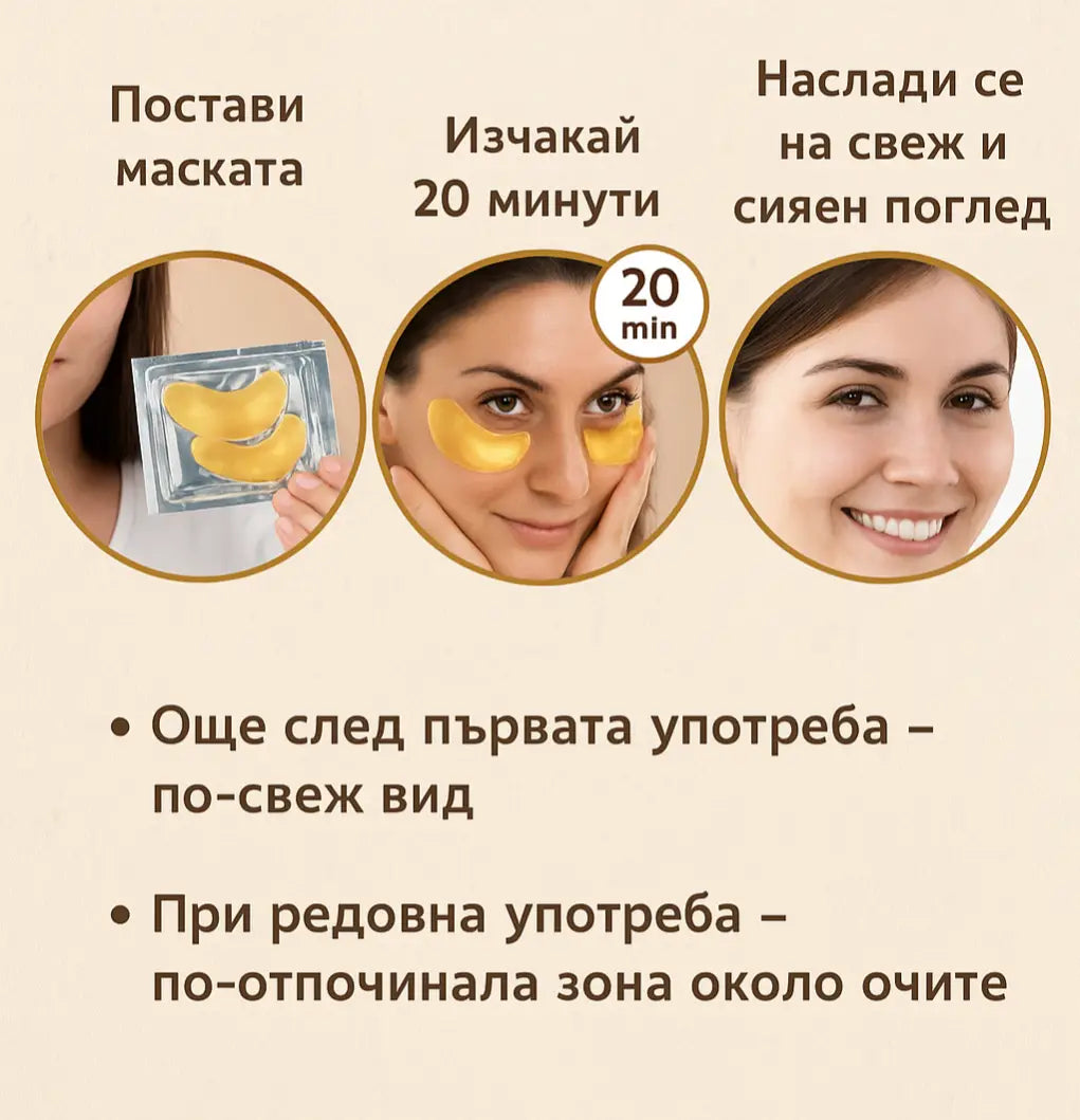 24K Gold & Bio Collagen Eye Patches (25 чифта) – Премиум грижа за сияен околоочен контур